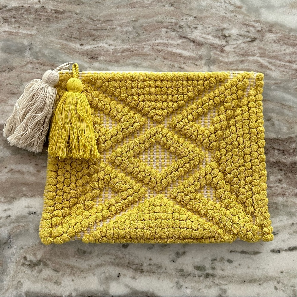 Yellow & White Tassel Summer Clutch Bag - Sole Society Palisades Citrine Purse